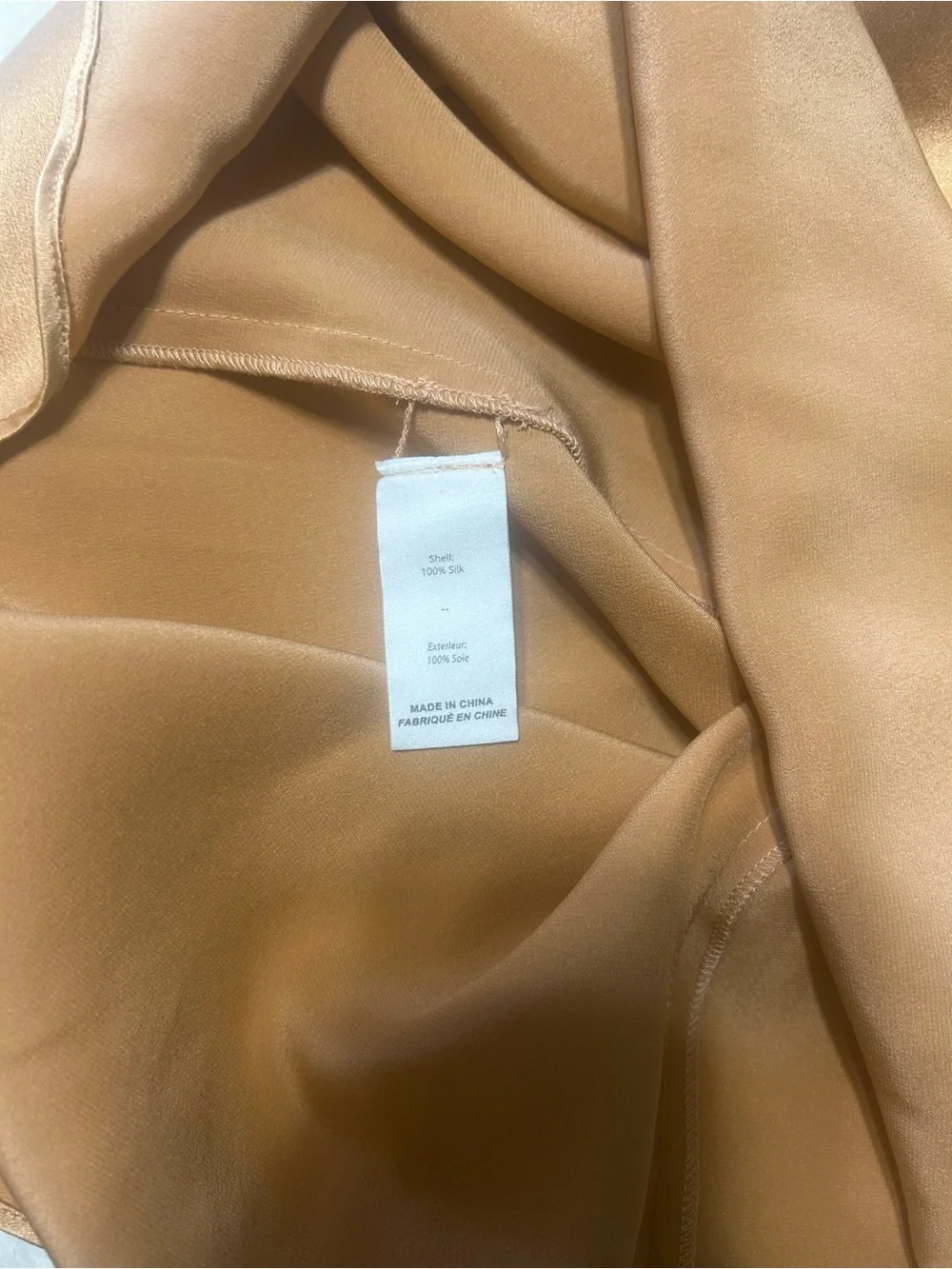 Cinq à Sept NWT Jayla Silk Satin Mock Neck Blouse Bronzer Orange Size M
